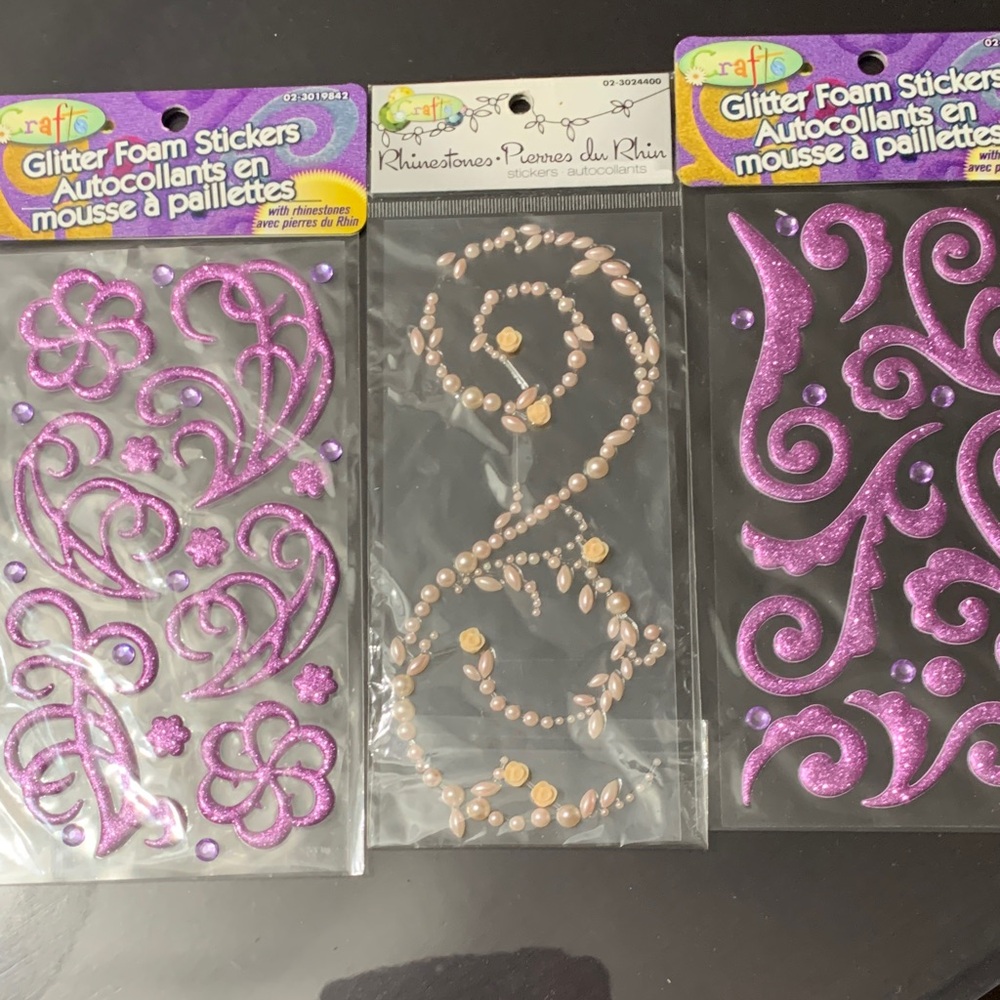 Craft Glitter Foam Stickers - Purple and Gold